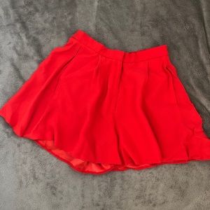 High-waisted red shorts